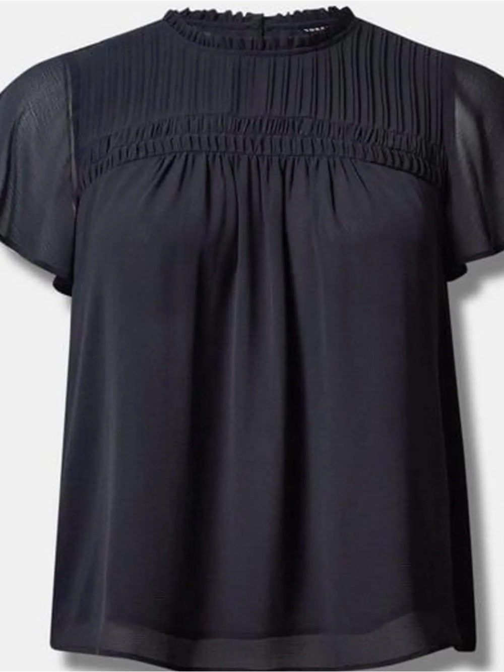 torrid Black Pleated Yoke Ruffle Sleeve Blouse